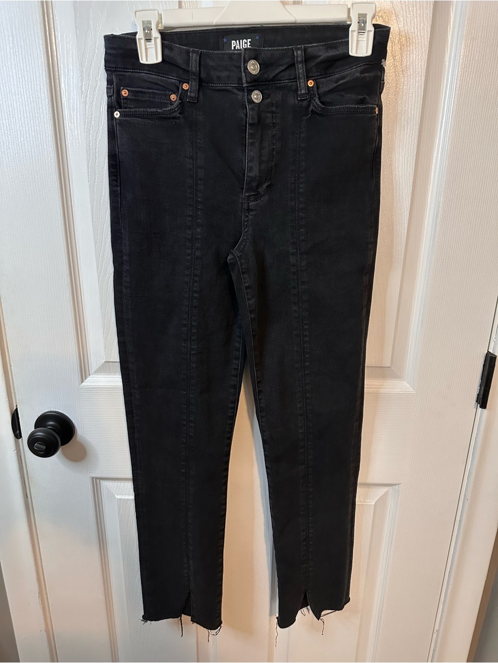 PAIGE Black High-Rise Cropped Slim Ankle Jeans